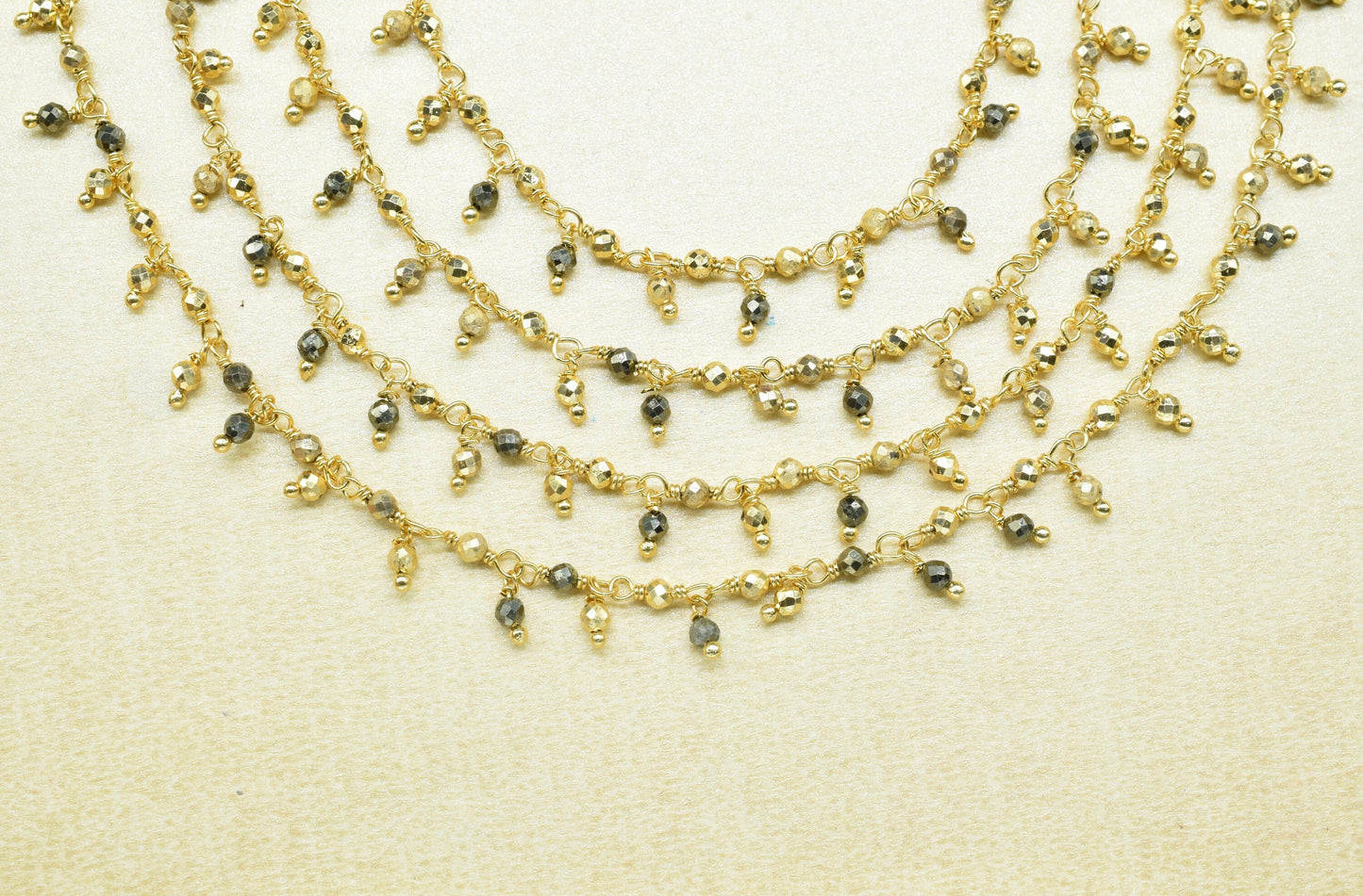 Pyrite Cluster Rosary Chain,Gemstone Chain,Wire Wrap Dangling Faceted Chain,Pyrite Beads Rosary Chains,Handmade Rosary Jewelry,Station Link,