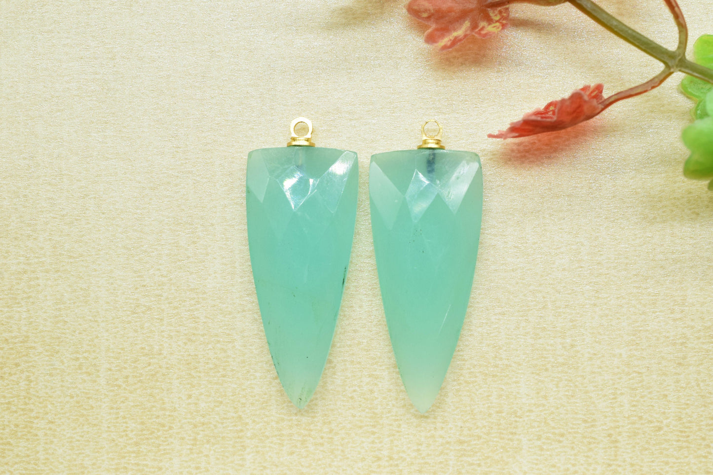 Aqua Quartz Single Bail Pendant,Drill Pendant,Craft Supplies Tools,Handmade Component Jewelry,Station Bezel Link,Long Triangle Bezel charm