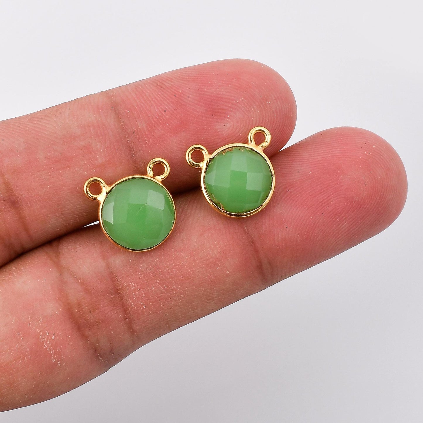 Chrysoprase 10mm Round Shape bezel,Gold Plated bezel,Chrysoprase Bezel connectors,Gold Vermeil Bezel,jewelry making charm,Gold-Filled bezel