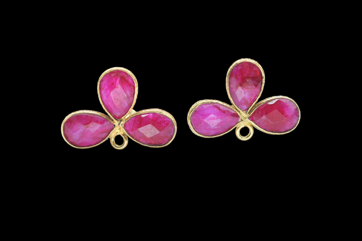 Ruby Gemstone Earring Connector/Gold Plated Jewelry/Ruby Handmade Jewelry/Bezel Component/Jewelry making Stone/Pear Shape Stone/Gift