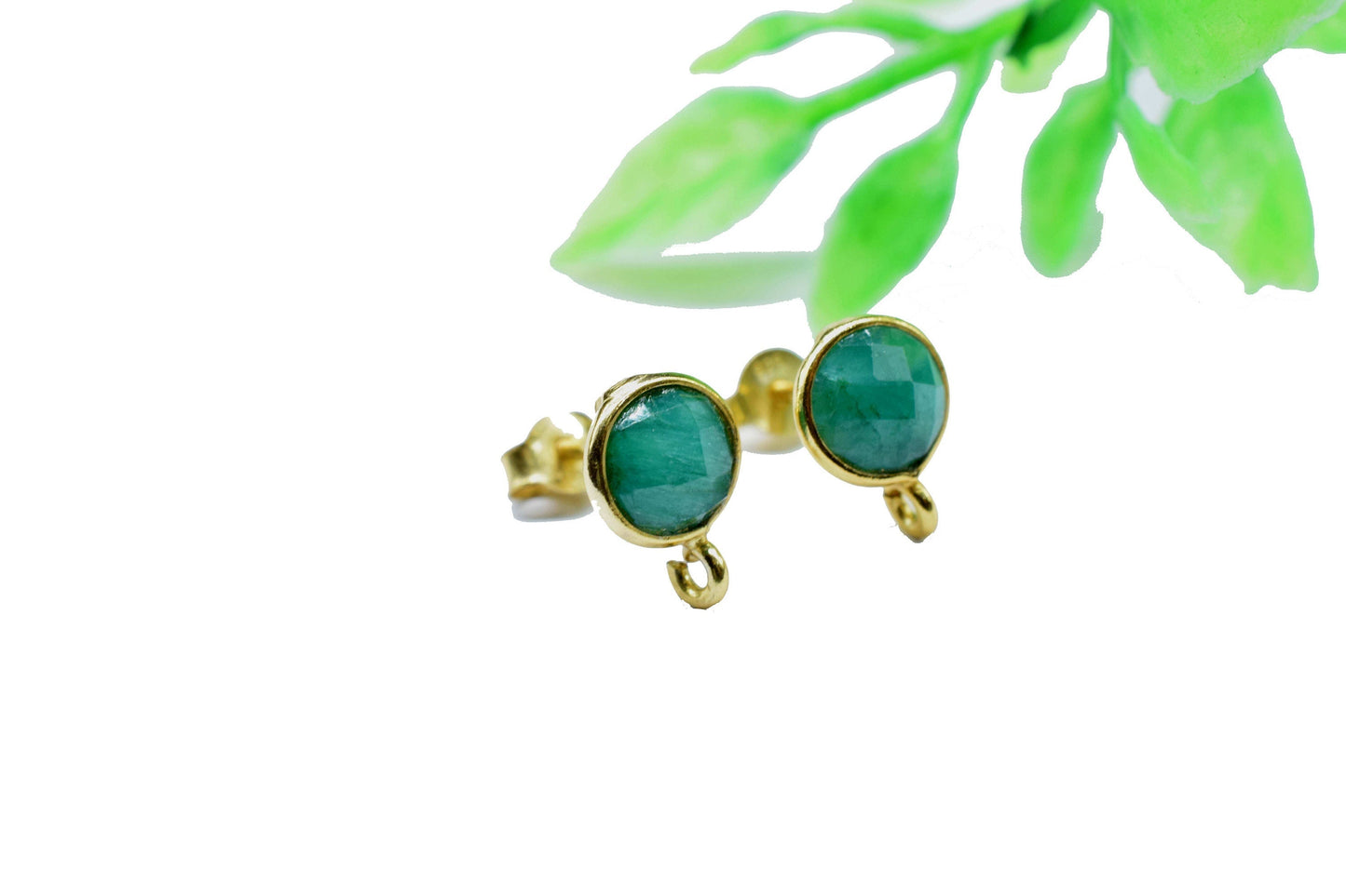 Natural Emerald Faceted Connector, 6mm Round Shape Connector, Gemstone Emerald Connector, Emerald Charms Jewelry, Round Shape Charms,Jewelry