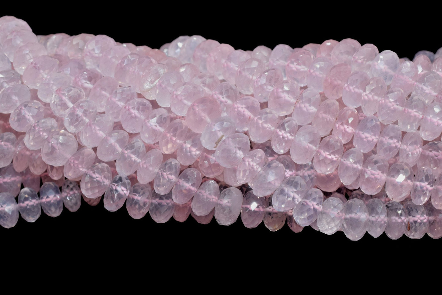 Rose Quartz Beads Grade AAA Genuine Gemstone Faceted Rondelle Loose Beads, 7.5x8mm Size Rose Quartz Beads, Gemstone Faceted Rondelle Beads