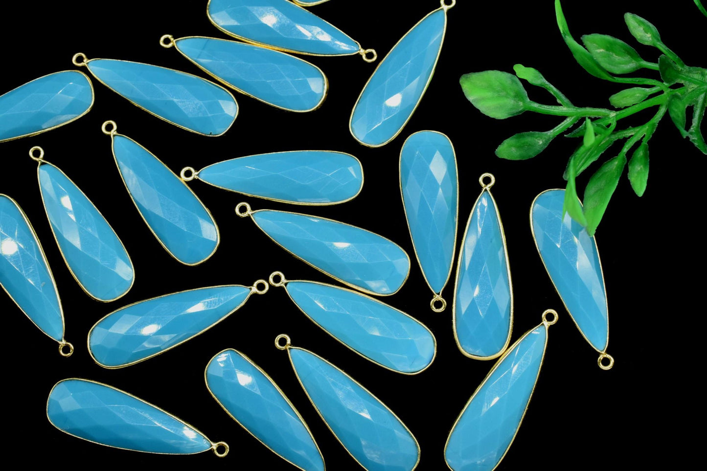 Blue Turquoise 10x30mm Teardrop Charm,Turquoise Gemstone Connector silver Plated Bezel,Single Bail Connector,Teardrop Shape Pendant