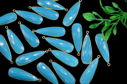 Blue Turquoise 10x30mm Teardrop Charm,Turquoise Gemstone Connector silver Plated Bezel,Single Bail Connector,Teardrop Shape Pendant