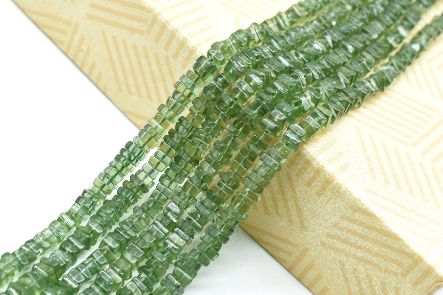 Green Apatite Heishi Beads,Natural Gemstone Green Apatite Square Beads Size 4 To 6 mm Top Quality,Jewelry Making Supply,Beads Heishi Shape