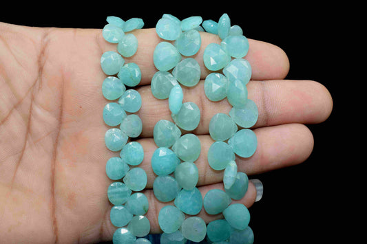 Amazonite Faceted 10mm Heart Shape Beads, 10 Inch Faceted Amazonite Heart Beads,Gemstone Beads Strand,Amazonite Faceted Briolettes, Jewelry