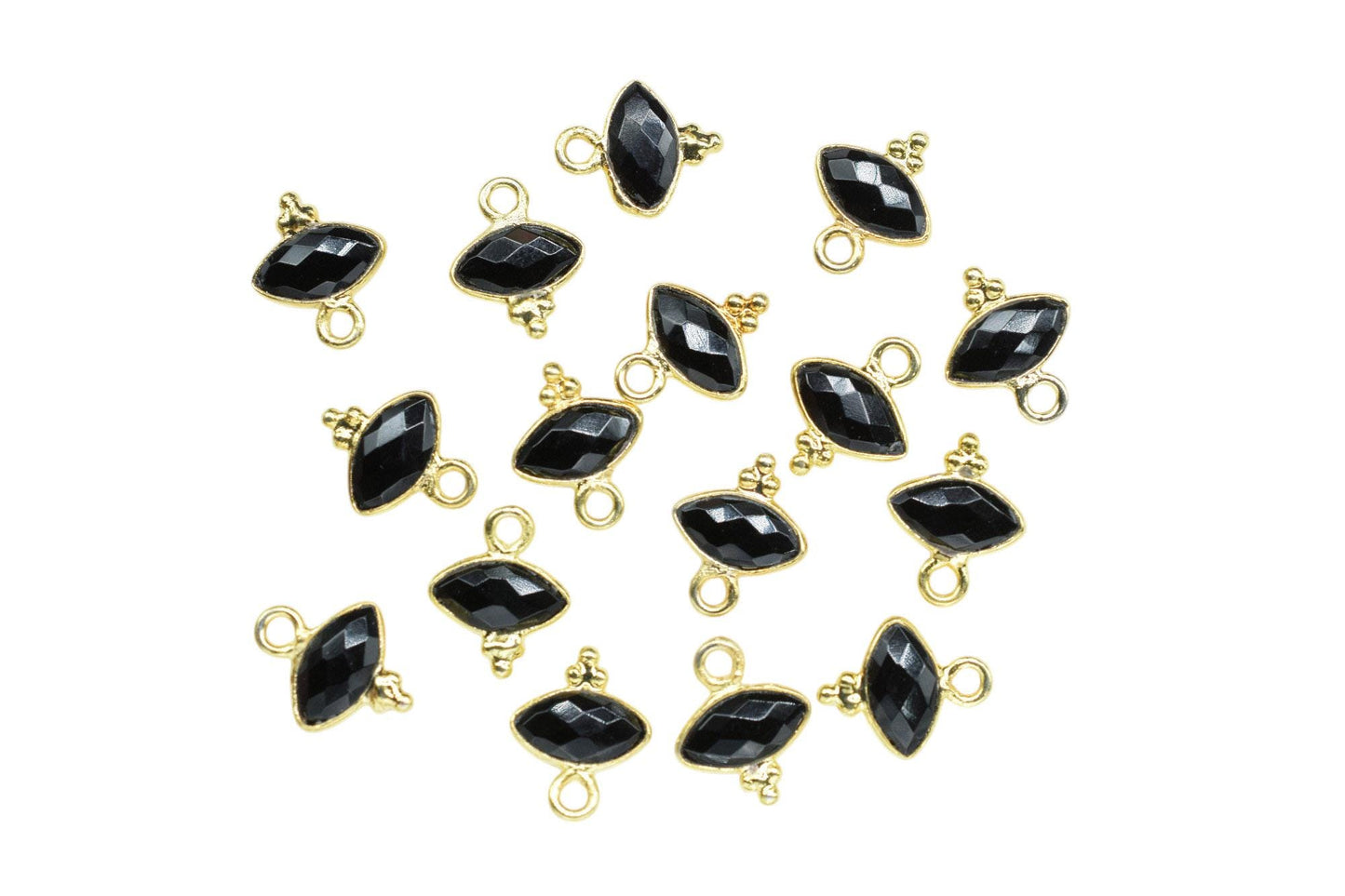 Gemstone Black Onyx Charms Pendant/Marquise Shape Pendant/Handmade Pendant/Tiny Pendant/Necklace Connector jewelry/B'day Gift
