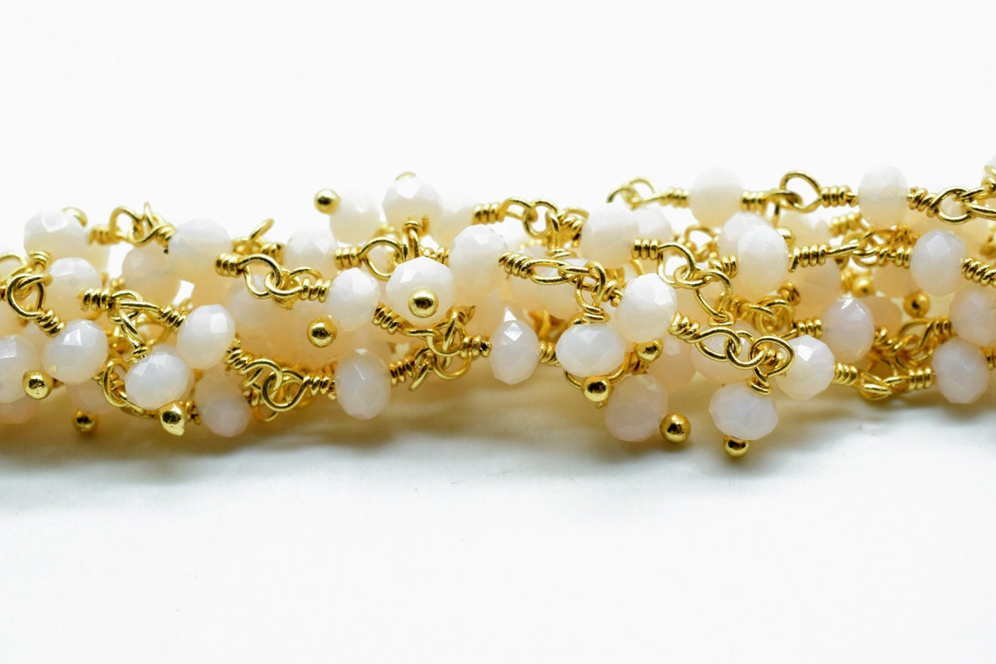 Chalcedony Cluster Beaded Chain,Bead Chain,Dangling Chain,Thick Chain, Gold Wire Wrapped chalcedony Beaded chain,Handmade beaded chains