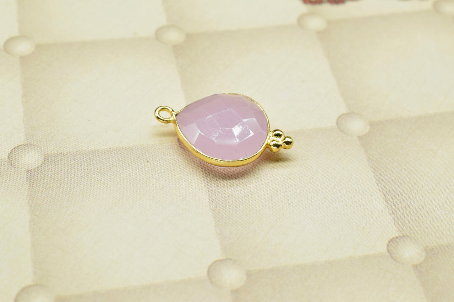 Rose Quartz Checker Board cut Pendant,Rose Quartz Gemstone 14mm Heart shape charm,Gemstone connector,Rose Quartz Pear Pendant Jewelry,Gift