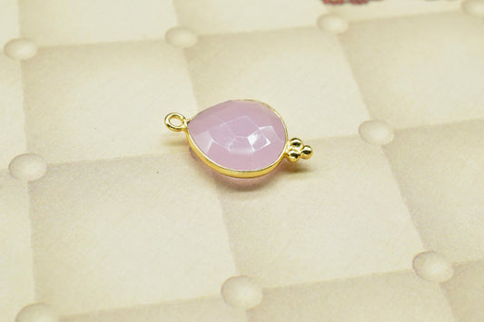 Rose Quartz Checker Board cut Pendant,Rose Quartz Gemstone 14mm Heart shape charm,Gemstone connector,Rose Quartz Pear Pendant Jewelry,Gift