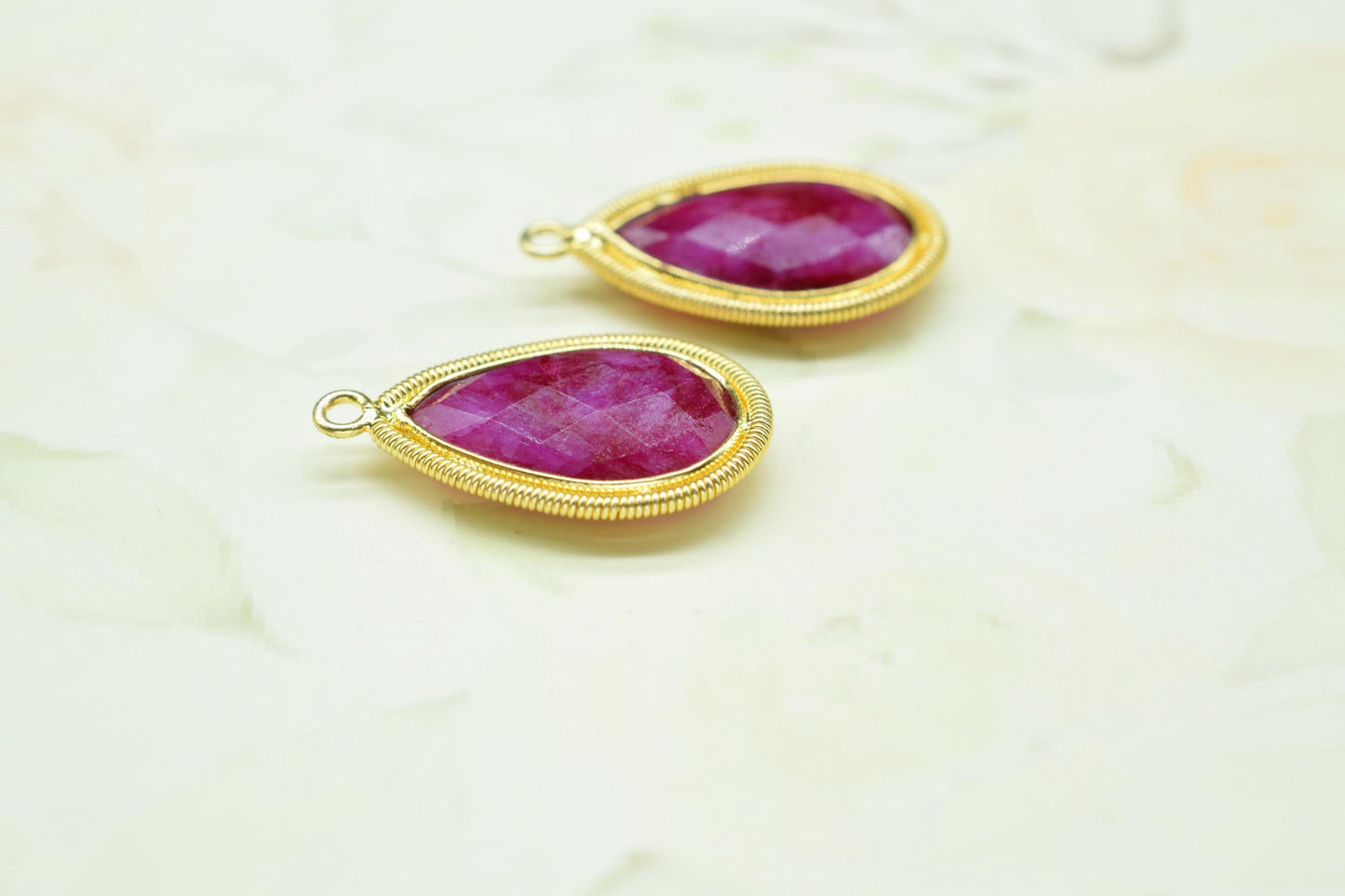 Natural Ruby 12X20mmmm Bezel Charms,Gemstone Bezels,Boho Pendant Charms,Single Bail Pendant,Handmade Brass Pendant,Bezel Connectors,Gift