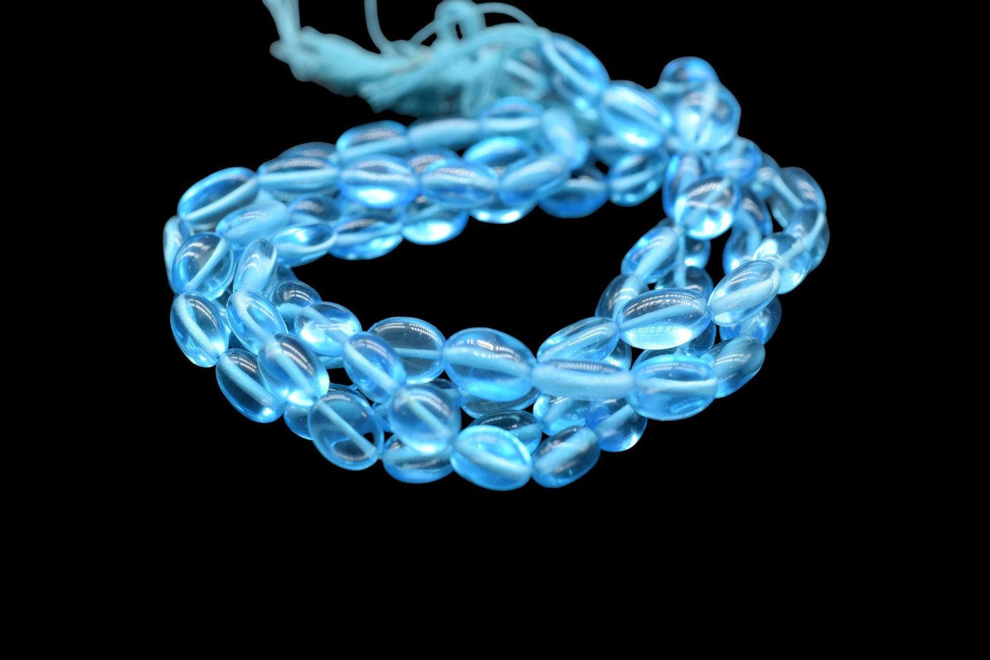 Sky Topaz Smooth Oval Beads,Topaz Quartz Smooth Beads,Loose Beads for Jewelry Making,Plain Oval Beads,Sky Topaz Smooth Nuggets Beads Strands