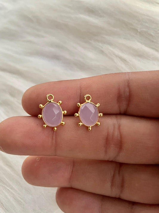 Rose Quartz 8x10 single bail connector,Rose Quartz Brass Gold Plated bezel,Rose Quartz Connector,Rose Quartz Bezel Pendant,pink chalcedony