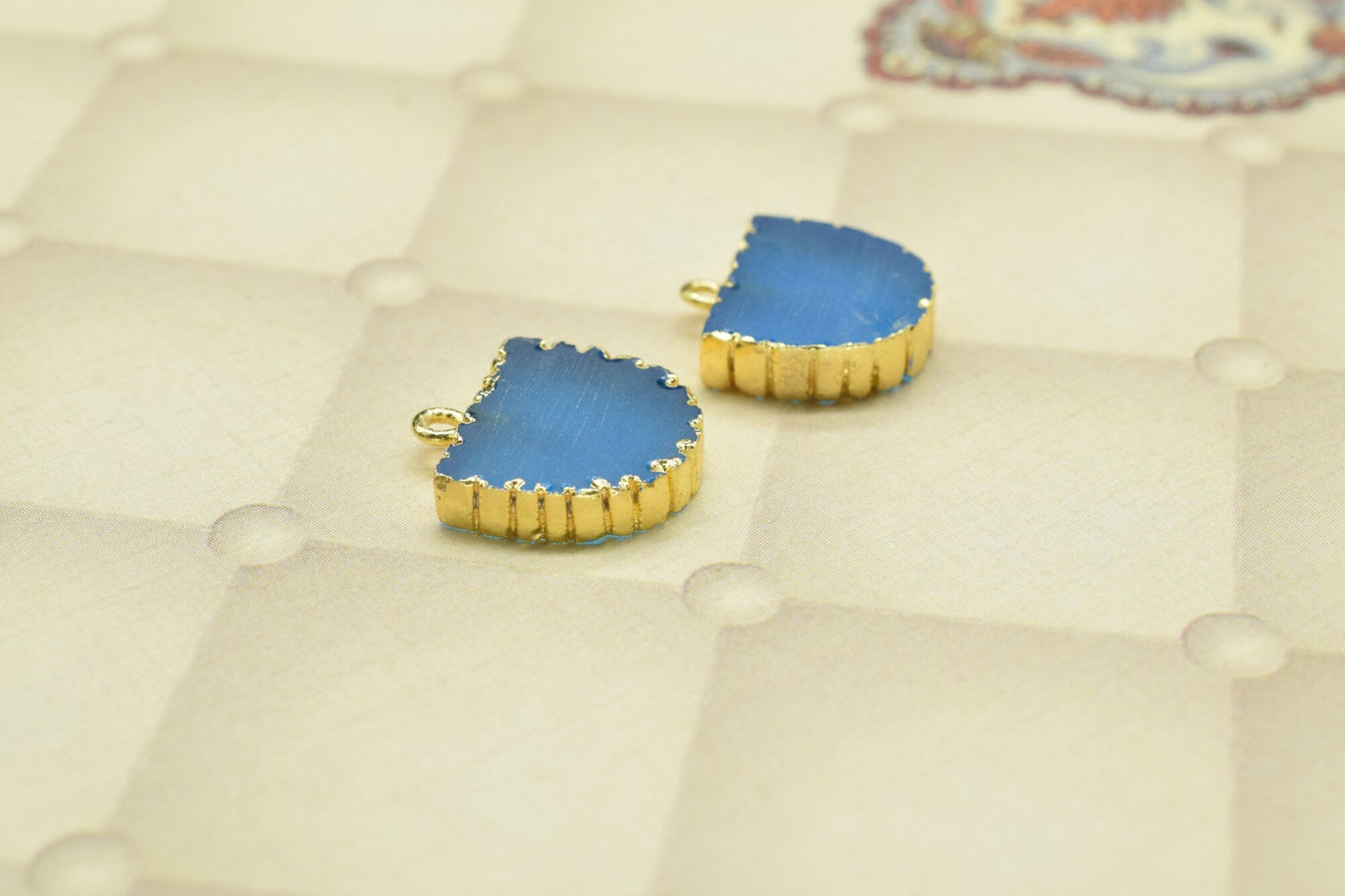 Neon Apatite Semi Circle Pendants,Handmade Half Moon Earring,Necklace Connectors,Statement Jewelry,Single Bail,Gemstone Electroplated Charms