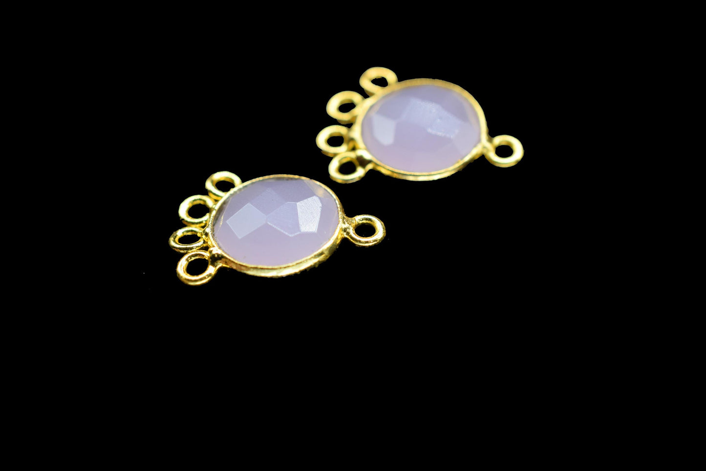 Rose Quartz 10mm Round Bezel Charm/Gemstone Brass Component/Single Bail Pendant charms/Round Handmade Jewellery Connector/B'day Gift
