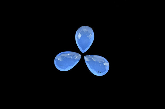 Blue Chalcedony Faceted Pear Shape Briolettes,10x14mm Pear Beads,Jewelry Supplies,Pear Shape Briolette,Blue Chalcedony Teardrop,Beads,Gift