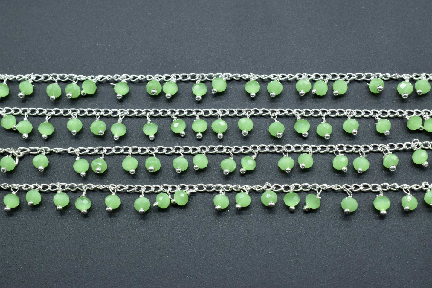 Prehnite Gemstone Rosary Chain,Prehnite Cluster Rosary,Wire Wrapped Rosary Chain,Gemsatone Bulk Rosary Roll,Prehnite Faceted Beads Rosary
