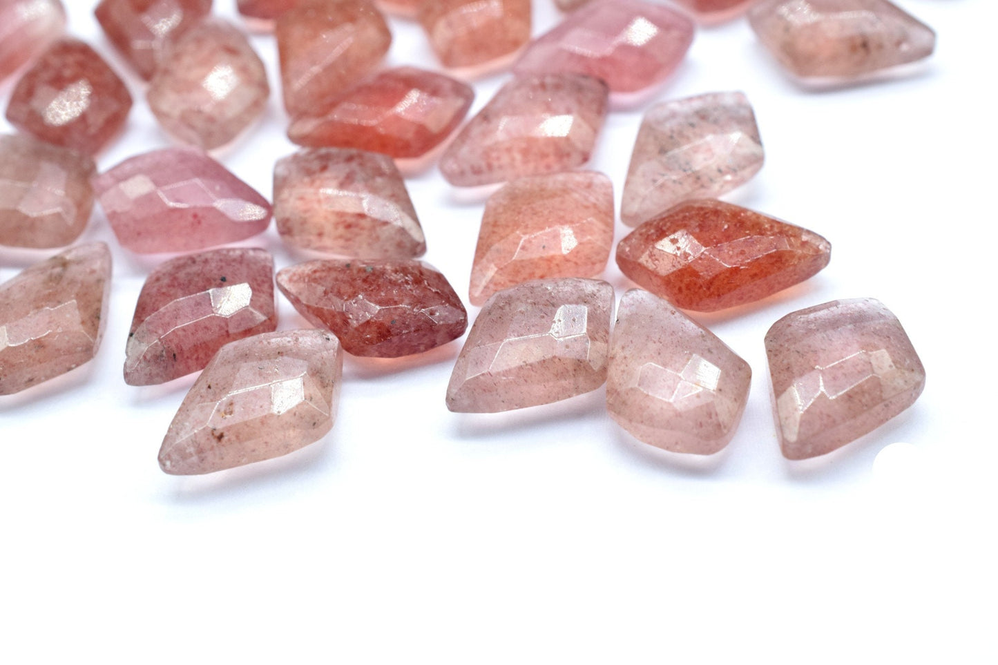 Pink Strawberry 10x14mm Faceted Tie shape Briolettes,fancy briolette beads,Pink Strawberry Beads,Natural Pink Strawberry Faceted stones