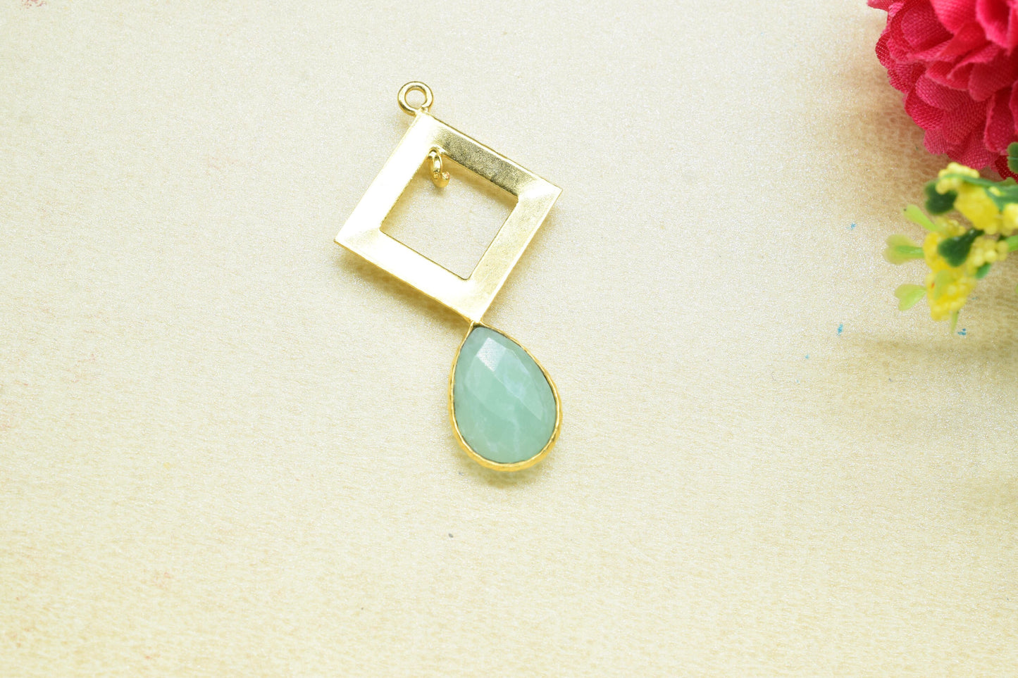 Amazonite Teardrop Pendant/Single Bail Charms/Amazonite Faceted Gemstone Pendant/Gemstone Component/Handmade Jewellery Making Items/Pendatif