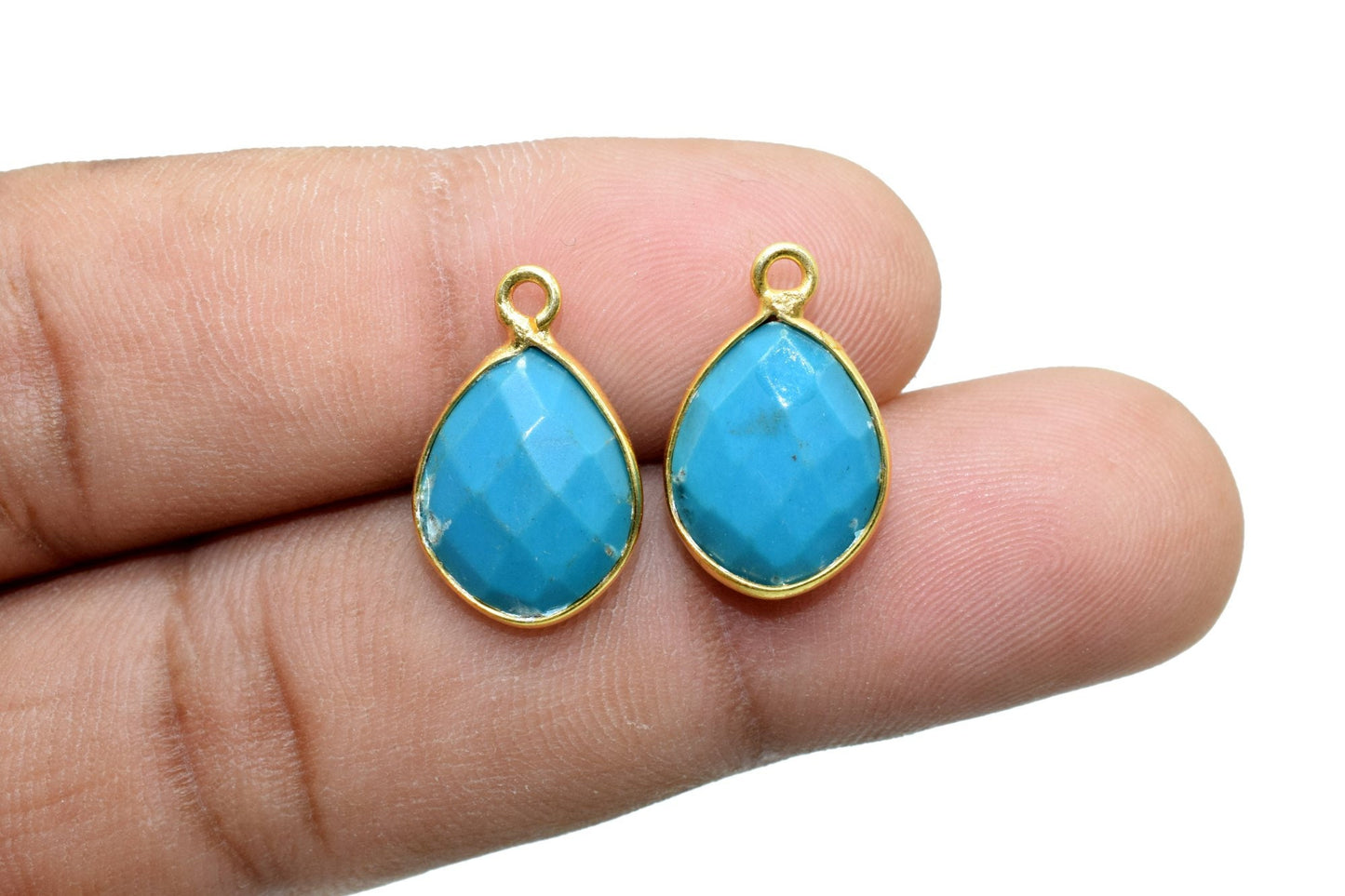 Turquoise 10x13mm Eye shape Single bail Connector,Turquoise Single Bail Bezel Link,Jewelry making supplies,Turquoise Single Loop  Pendant