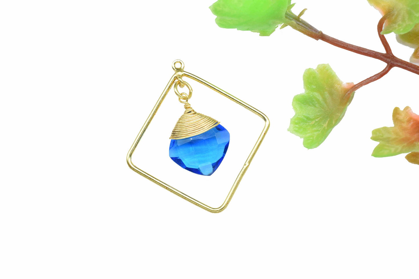 Handmade Wire Wrapped Pendants,Carft Supplies Tools,Gemstone Finding 12mm Square Pendants,Gemstone Craft Supply,Statement Earring Jewelry