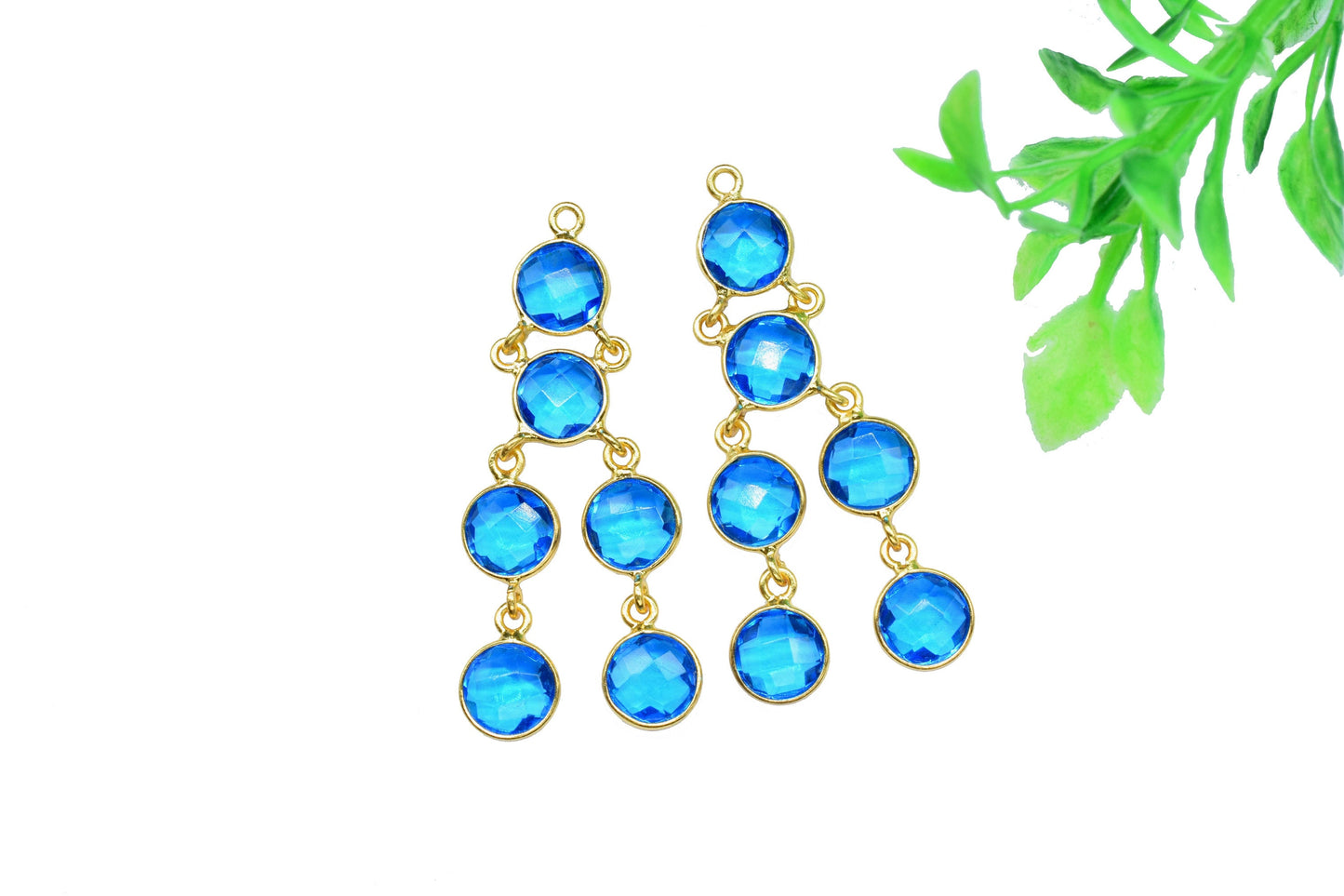 Gemstone Chandelier Earrings,Craft Supplies,Dangle Beads Earring,Handmade Jewelry,Round Bezel Earring,Components Earring,Station Link,Gift