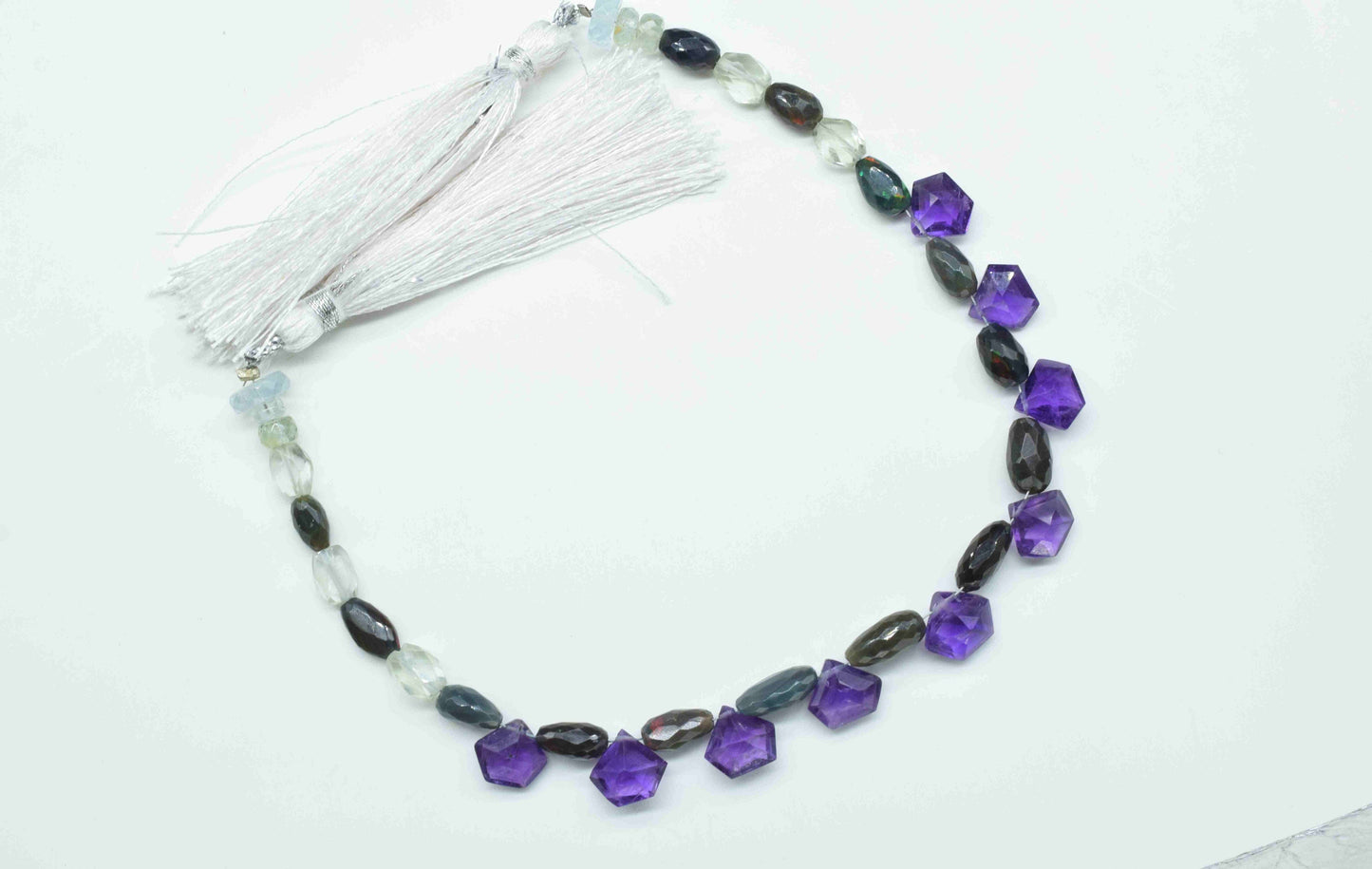 Multi Stone Beads Strands,Diamond Shape Necklace,Natural Stone Faceted Briolettes,Handmade Beads jewelry,Station Link,Tube Shape Beads Gift
