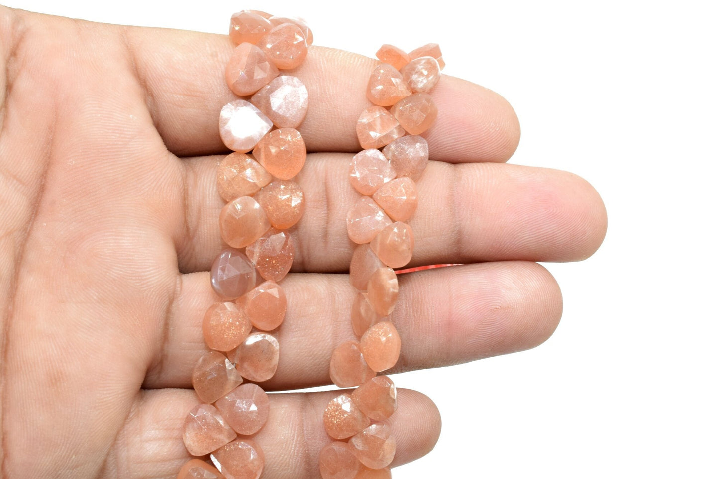 Sunstone Heart Shape Briolette,Briollete strand,8mm Heart Shape Faceted Briolette,orange color heart shape,jewlry making bead,necklace beads