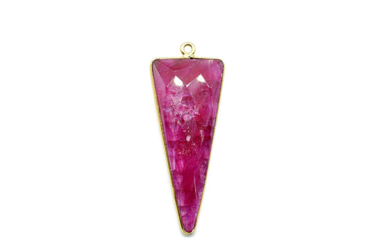 Ruby 16x38mm Trillion Shape bezel,Gold Plated bezel,Ruby Bezel Connector- Gemstone Connector, Ruby Connector Bead,Gemstone charms Connectors
