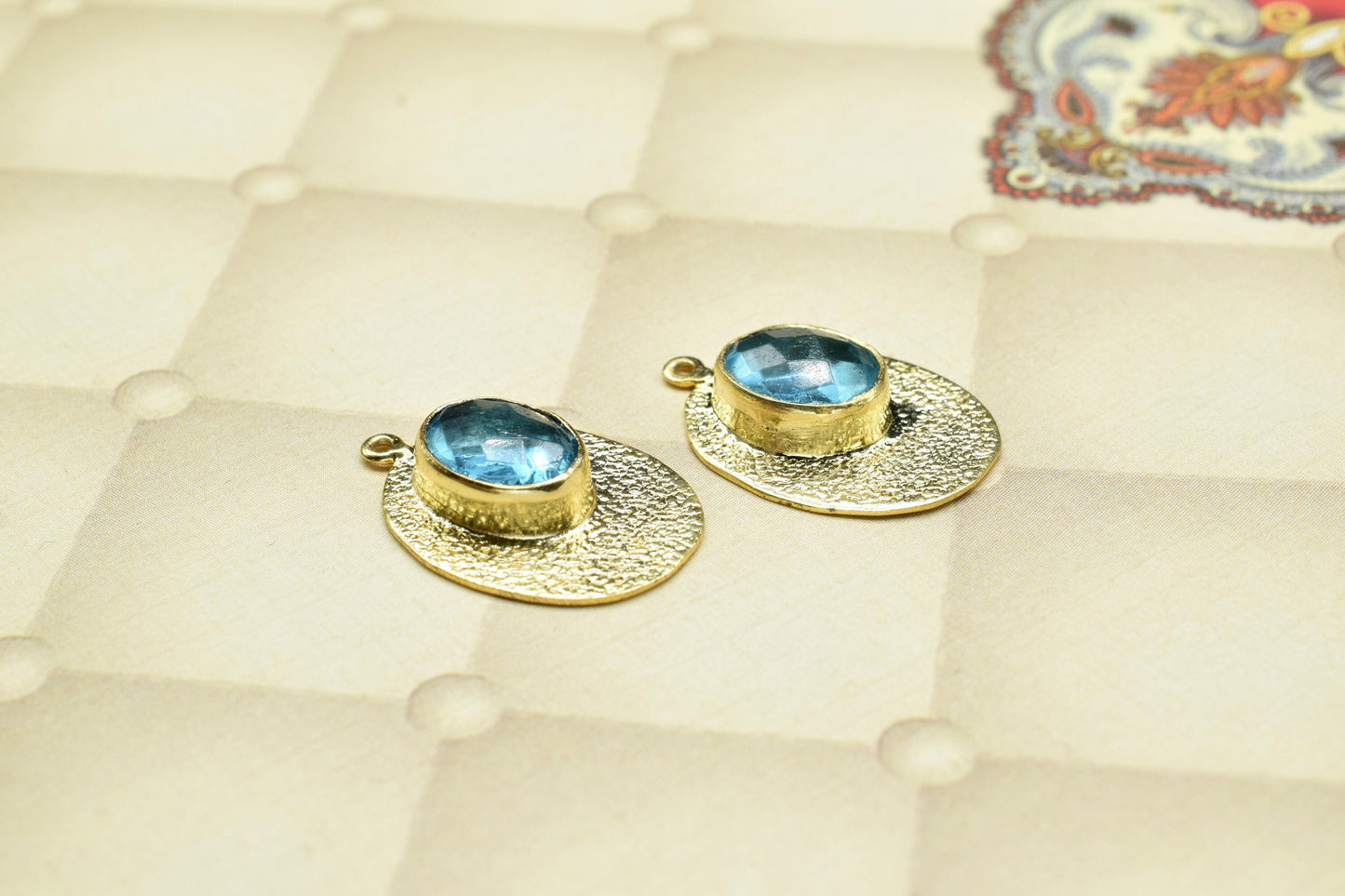 Sky Topaz Charm Pendant,Component Connector,Handmade Pendant jewelry,Gemstone Oval Shape Pendant,Finding Oval Components,Matt Earrings,Gift