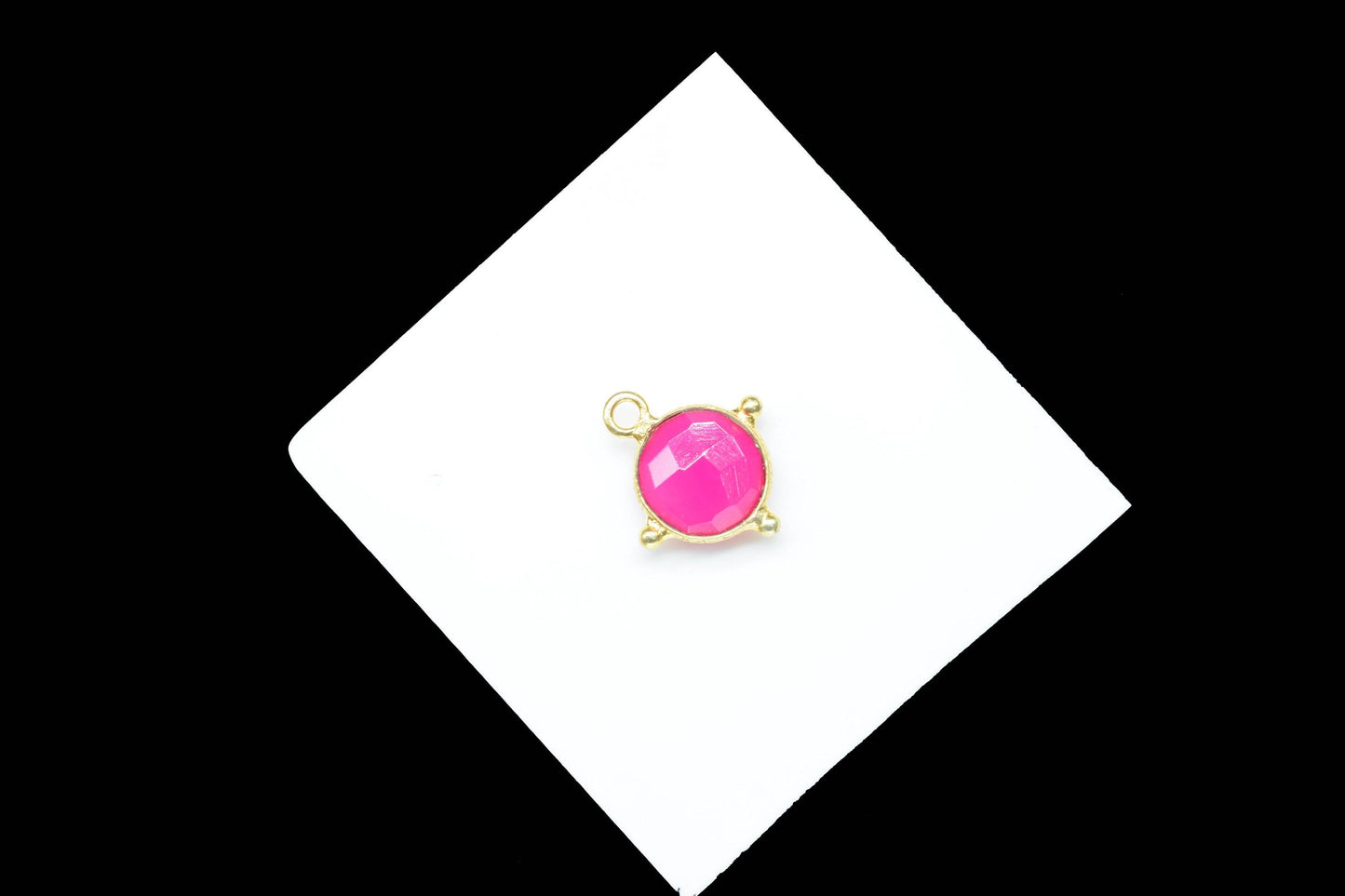 Pink Chalcedony Pendant/Gemstone Component/Round Shape Charm/Single Bail Charms/Wholesale Supply/Gold Plated Jewellery/B'day Gift