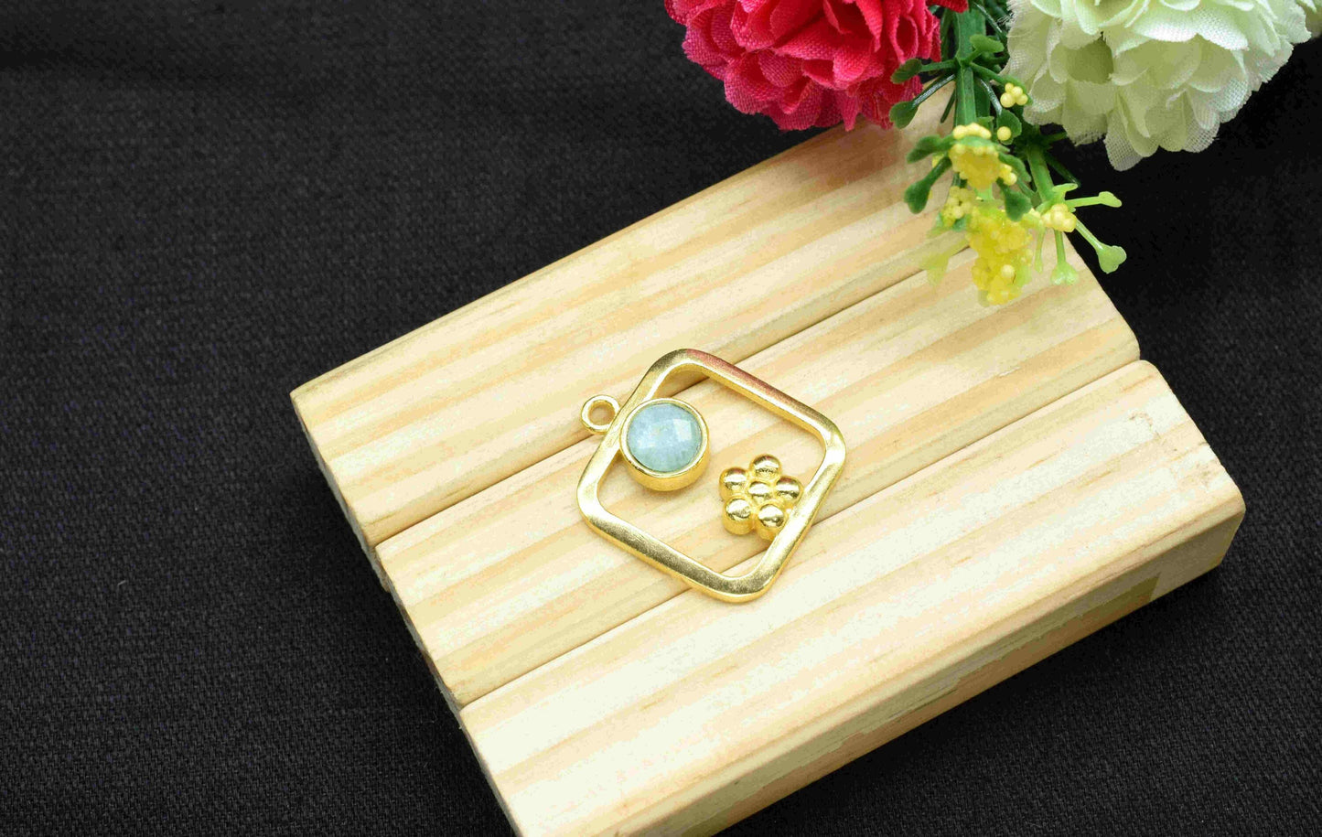 Amazonite Gemstone Component ,Amazonite Connector Pendant , Gold Plated Connectors , Pendant Jewelry , Earring Component , Women Jewelry