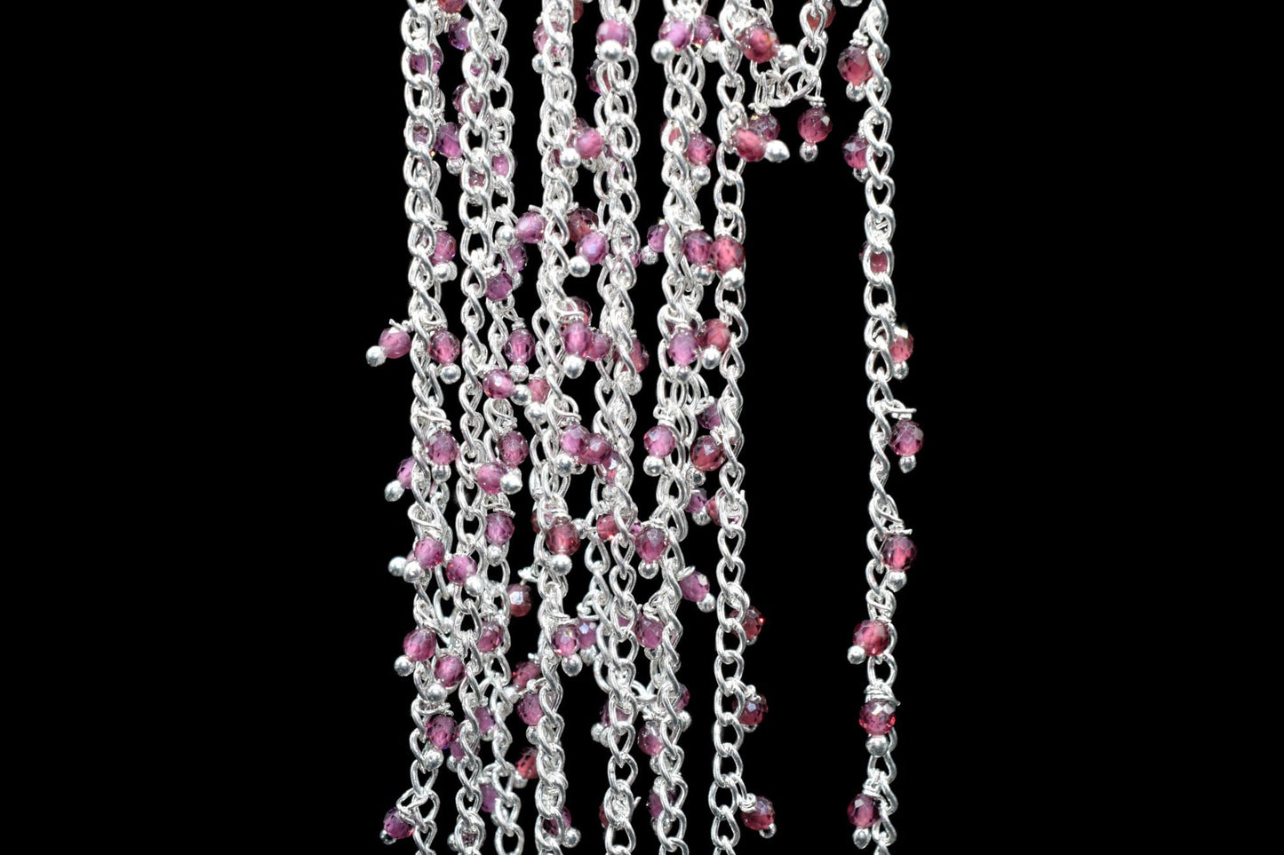 arnet Cluster Rosary,2mm Faceted Beads Rosary Roll,Wire Wrapped Bead Rosary Chain,Dangling Rosary Chain,Jewelry Making Supply,Garnet Rosary