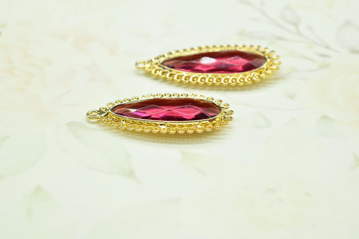 Pink Tourmaline 10x30mm Teardrop Bezel Charm,Single Bail Pendant,Handmade Jewellery Connectors,Gemstone Brass Component,Handmade Connector