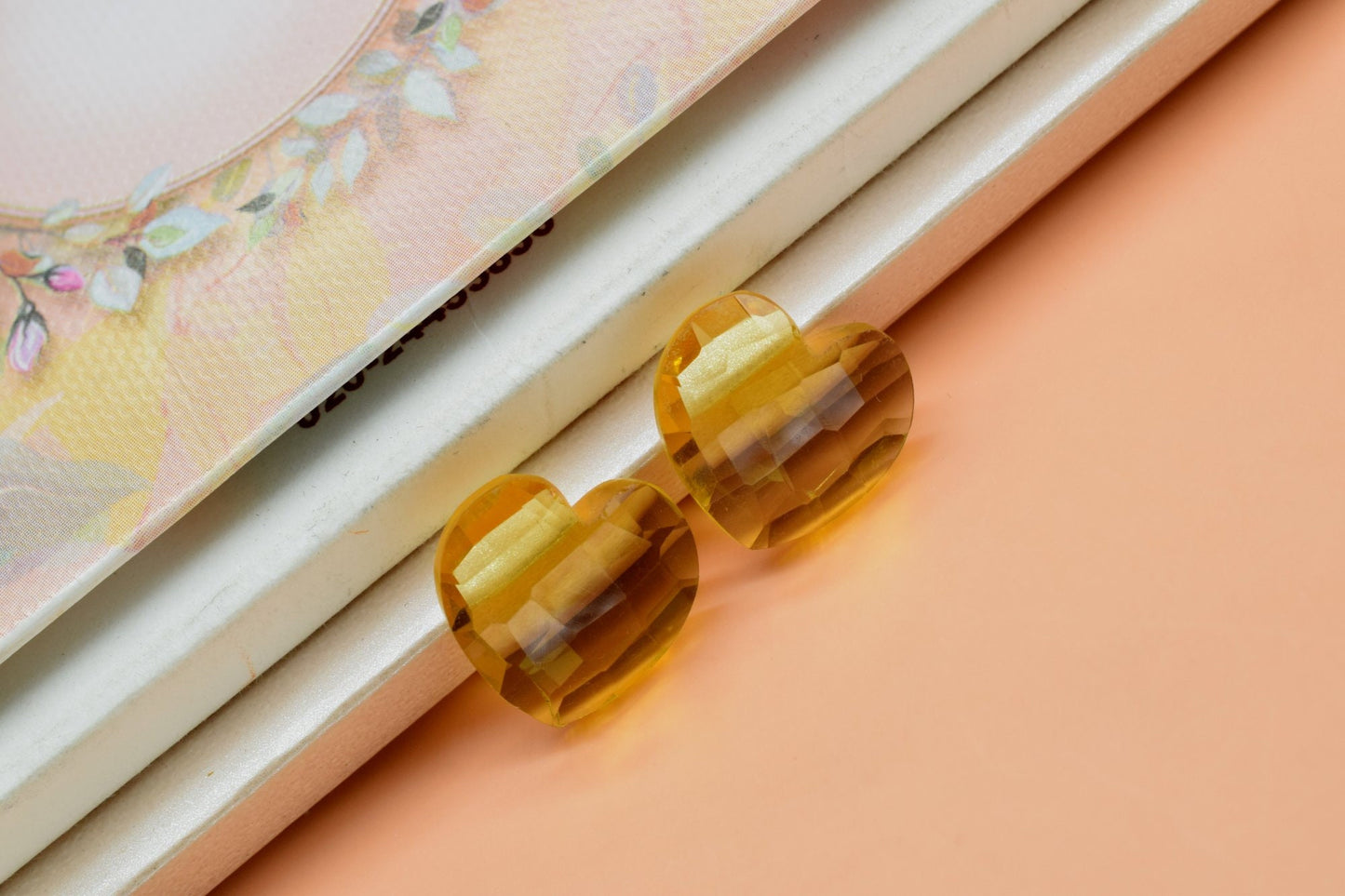 Natural Citrine Faceted 14mm Hearts Briolettes, Citrine Carved Hearts Briolettes (14mm Approx) Carved Heart Briolettes, Citrine Fancy Heart