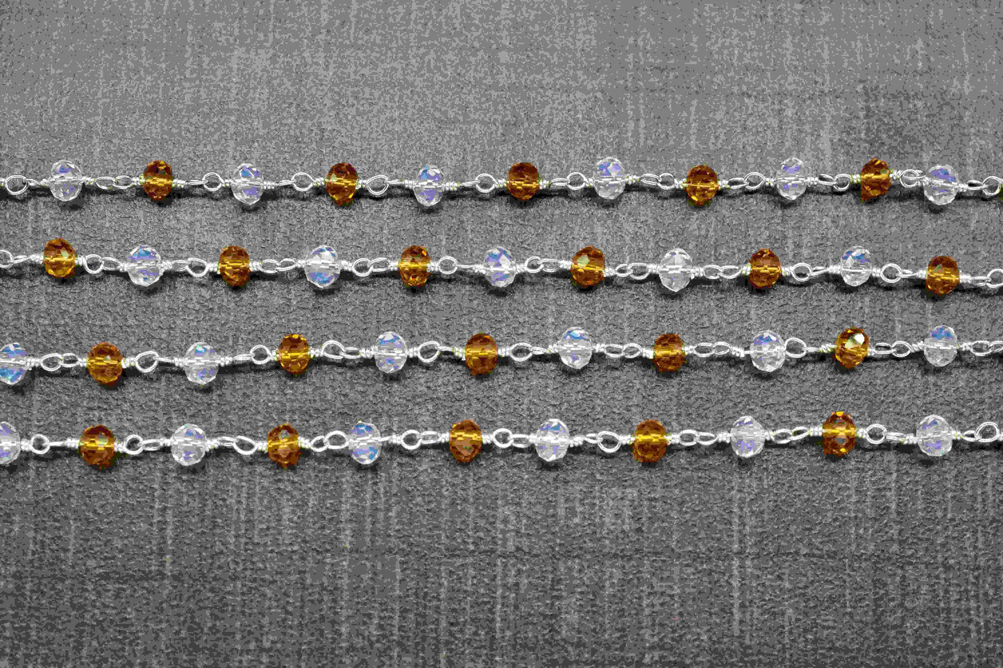 Crystal Quartz Beaded Chain,Multi Stone Rosary Chain,Citrine Micro Beads chain,,Handmade Rosary Jewelry Making,Wire Wrapped Rosary Chain