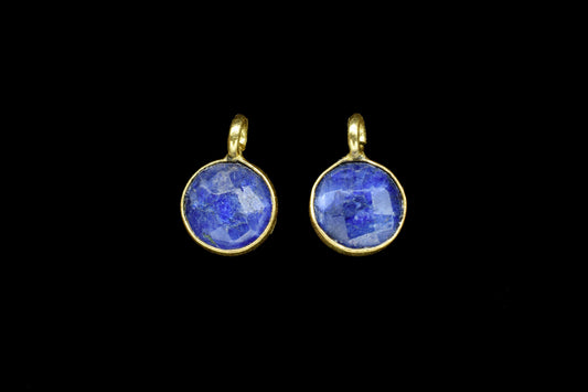 Blue sapphire 6mm Round Earring Connector,Gemstone Studs Connector,Craft Supplie,Jewelry Findings,Jewelry Making Connector,Sapphire Jewelry