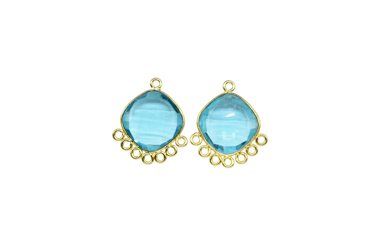 Sky Topaz 14mm Cushion Bezel Charms/Gemstone Single Bail/Component charm/Handmade Jewellery Connectors/Women Jewelry/Handmade Connector