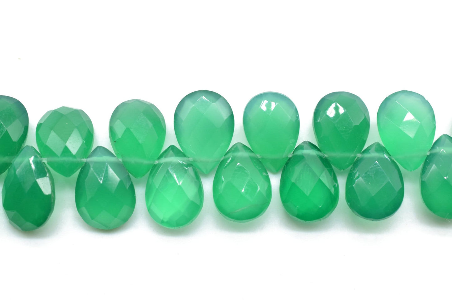 Green Onyx Teardrop 7x10mm Briolettes,Jewelry making supplies,craft supplies,Green Onyx Briolettes,Green Quartz briolettes,Green briolettes