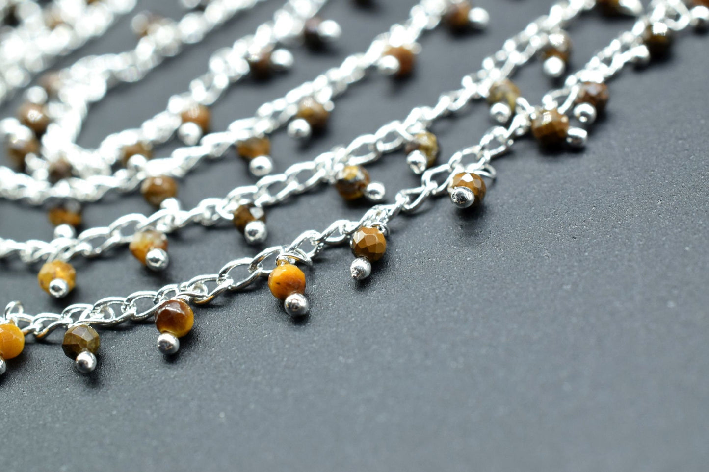 2mm Tiger Eye Cluster Rosary,Tiger Eye Beads Rosary Chain,Wire Wrapping Gemstone Chain,2mm Rondelle Beads Rosary,Gemstone Rosary Roll,