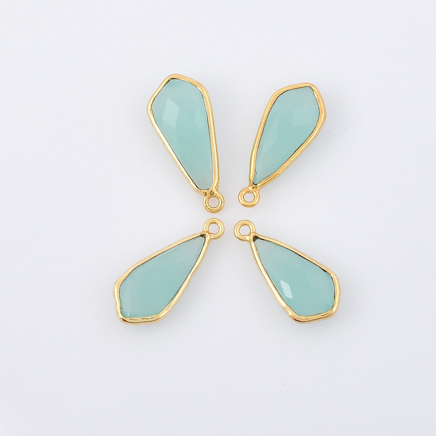 Aqua chalcedony 8x15mm bezel charms,chalcedony kite pendant,Diamond shape charms,Gemstone ,Brass charm,Gold plated charm,Jewelry supplies