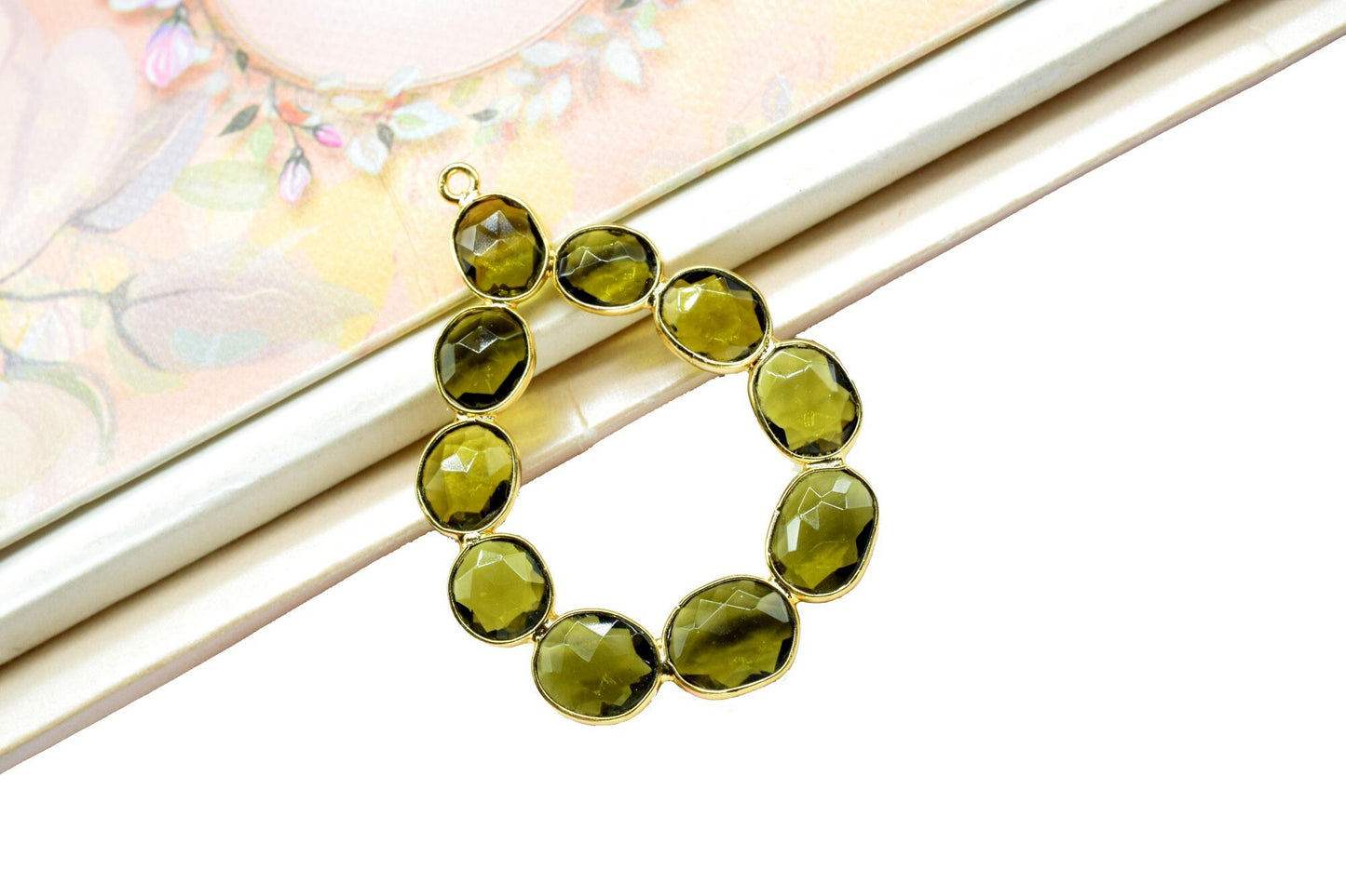 Green Tourmaline Component Jewelry,Tourmaline Finding Single Bail Connectors,Tourmaline Dangle Earrings,Green Tourmaline Earring Connector