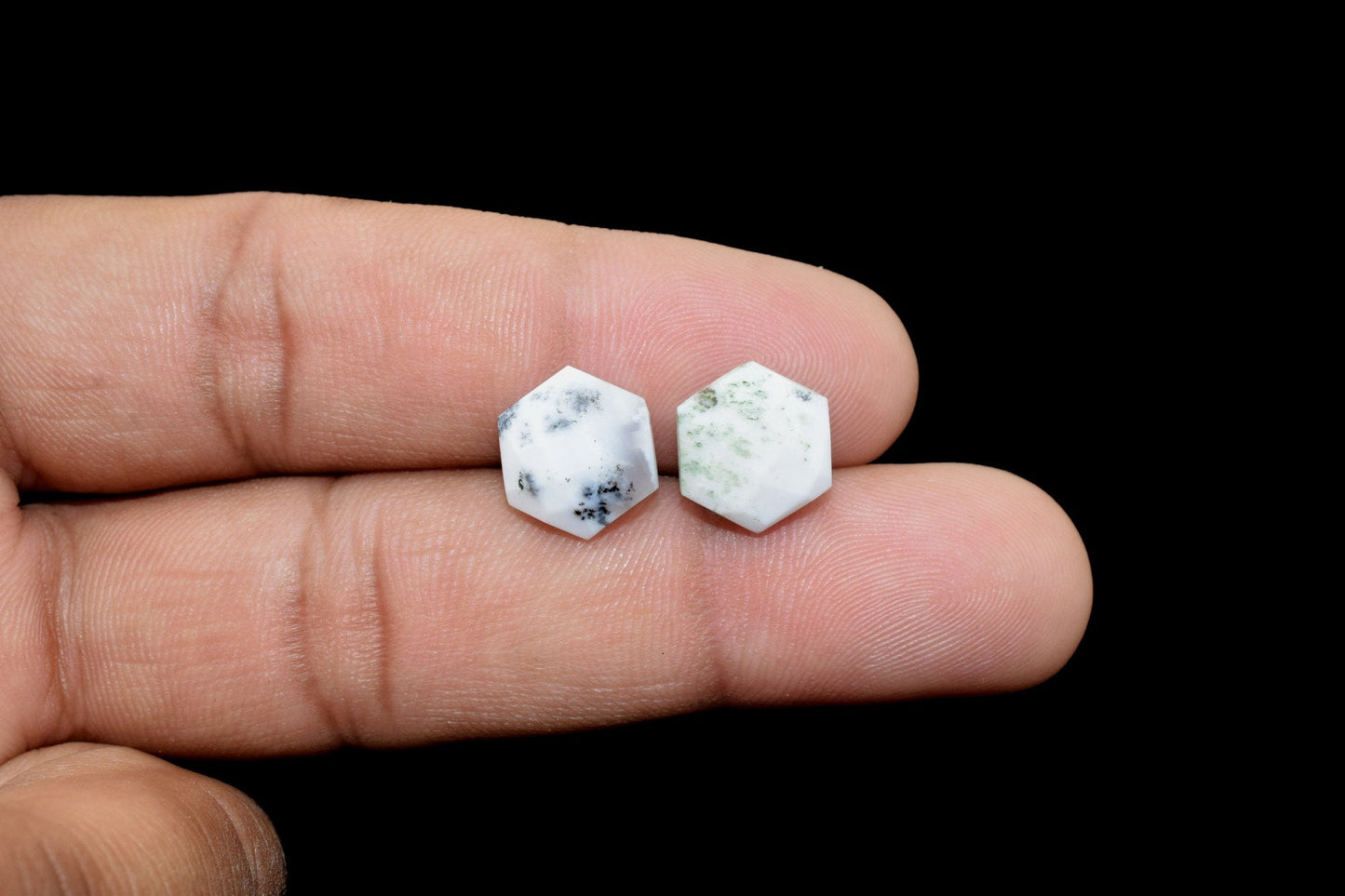 Natural Dendrite Opal Faceted Hexagon Beads,10mm Hexagon Briolettes,Dendrite Opal Beads,Front Drill Hexagon Beads,Jewelry Making Beads, Gift