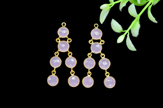 Gemstone Chandelier Earrings,Craft Supplies,Dangle Beads Earring,Handmade Jewelry,Round Bezel Earring,Components Earring,Station Link,Gift