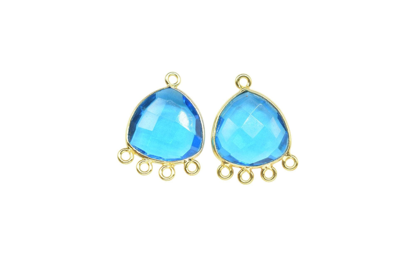 Blue Topaz 15mm Triangle Bezel Connector/Gold Plated Jewelry/Women Jewelry/Connector Jewelry/Handmade Connector/Connector Jewelry/Gift