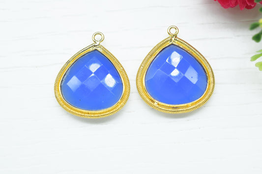 Blue Chalcedony 20mm Heart Charms,Gemstone Heart Bezel,Boho Pendant connector,Single Bail Pendant,Handmade Charm,Component Pendant Jewelry