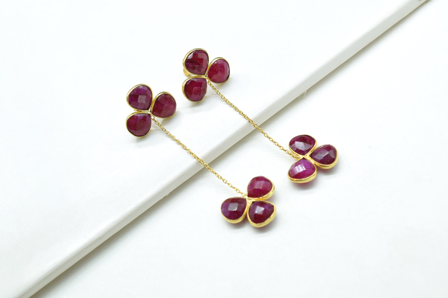 Natural Ruby Gemstone Earring/Bridal Earrings/Gold Plated Earring/Dangle Earring/Gold Plated Jewelry/Statement Earrings/Bridesmaids Gifts