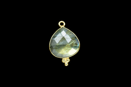 Natural Labradorite Gemstone 14mm Heart Shape Pendant,Labradorite Checker Cut bezel Pendant Jewelry,Labradorite Faceted Bezel Link Connector
