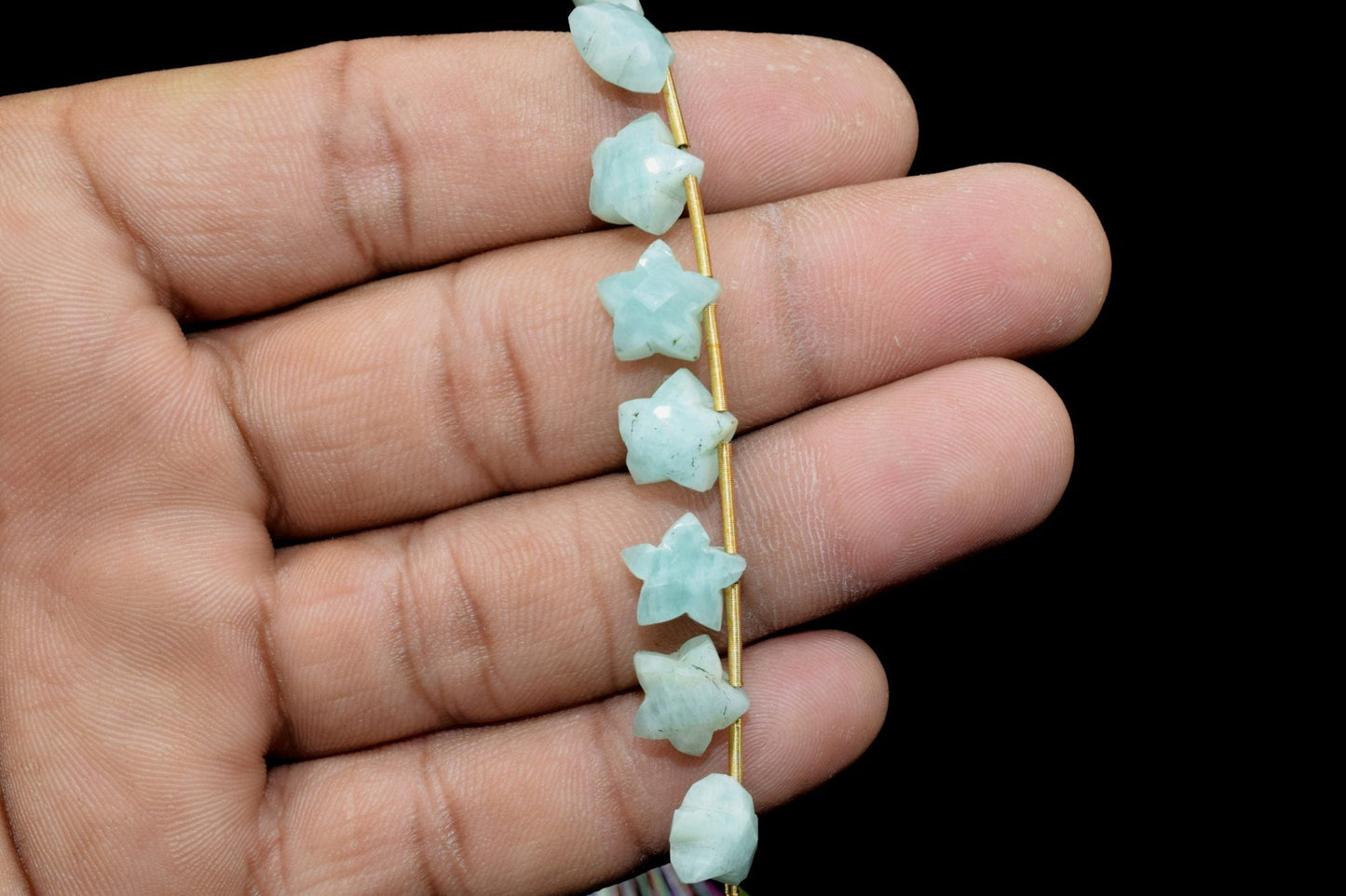 16 Pieces Excellent Quality Natural Amazonite Carved Star Briolettes, Amazonite Carved Shape Briolette Beads,Cut Stone Star Shape Briolettes
