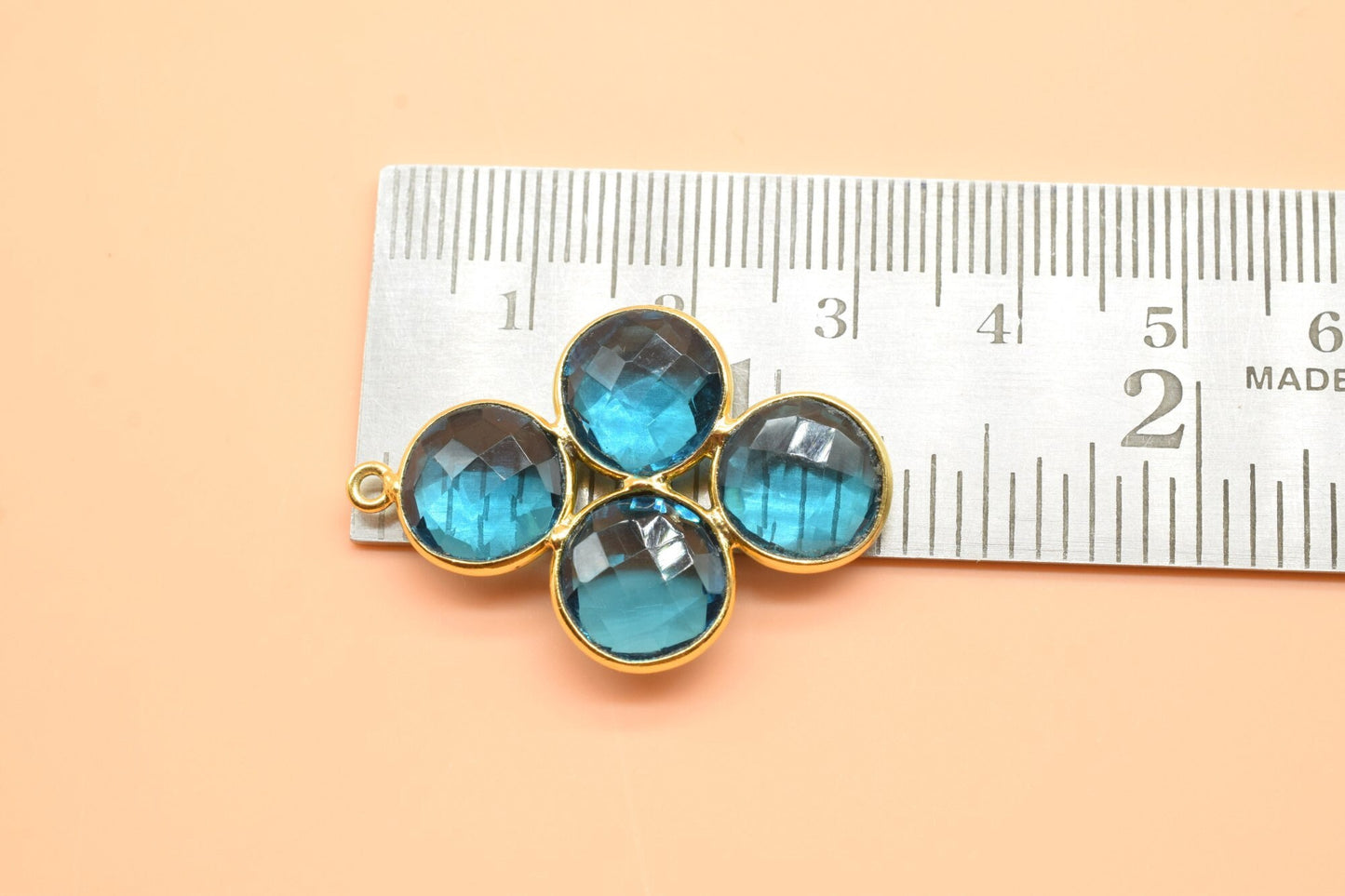 London Blue Topaz Pendant,Topaz Gemstone bezel Component,Blue Topaz Bezel Pendant,Topaz Bezel Earring,Topaz Attached Bezel,Gift Pendant